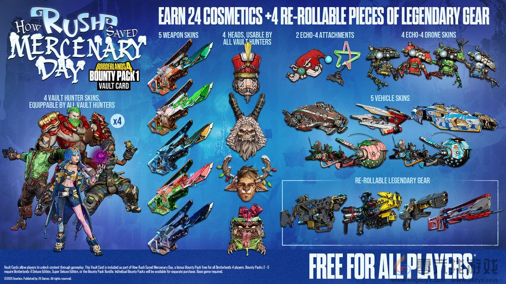 《无主之地®4》首个赏金包《赏金包1：拉西的佣兵节拯救计划》 今日宣布向《无主之地®4》玩家免费推出(图3)